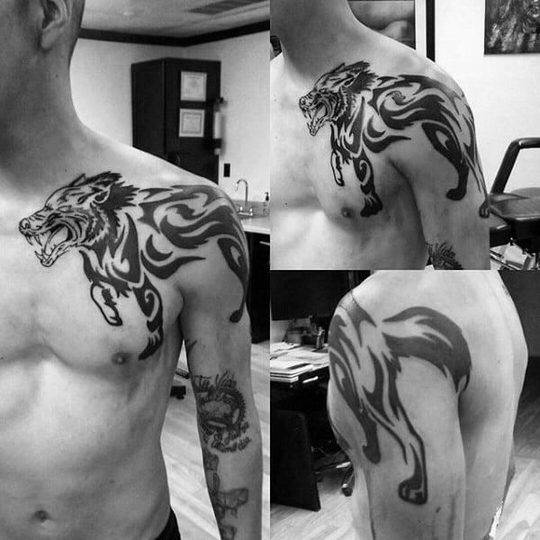 tatouage loup tribal 37