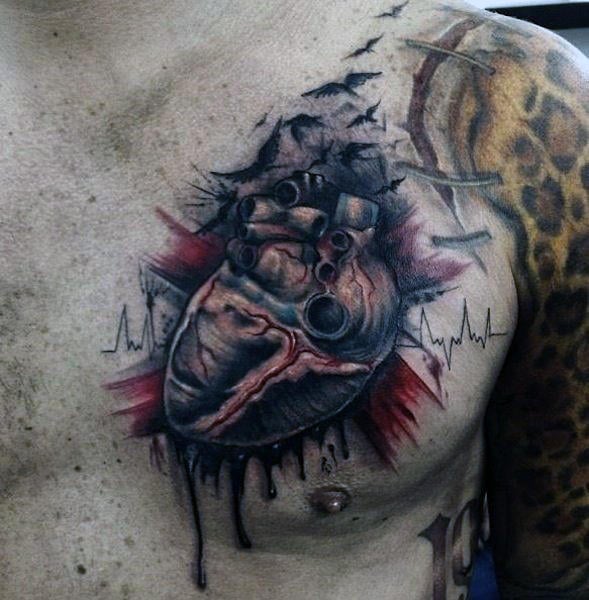 tatouage coeur anatomique realiste 13