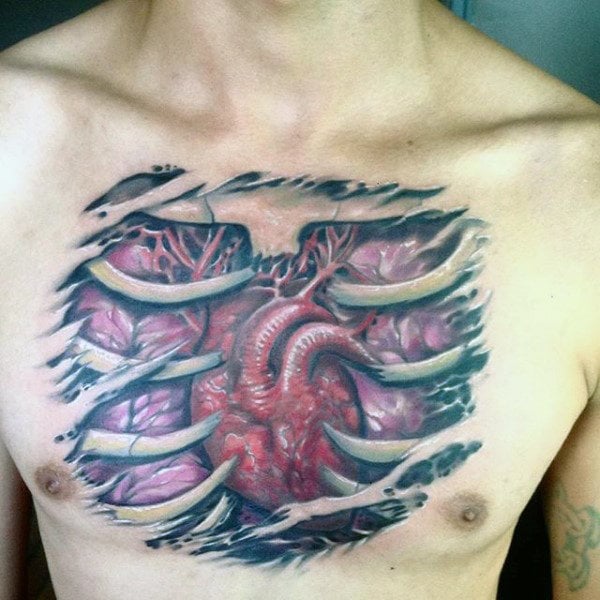 tatouage coeur anatomique realiste 71