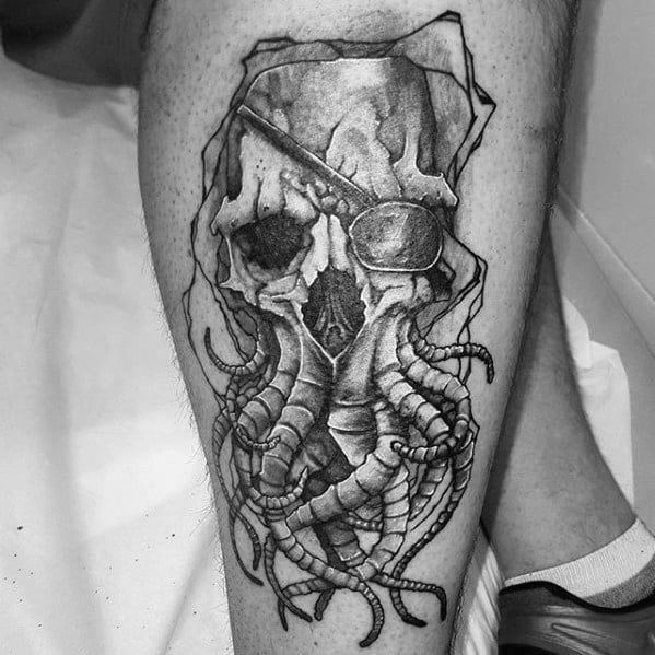 tatouage tete de mort poulpe 15