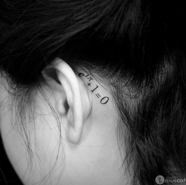 behind ear tattoo 345