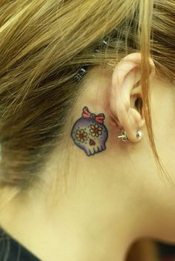 behind ear tattoo 77