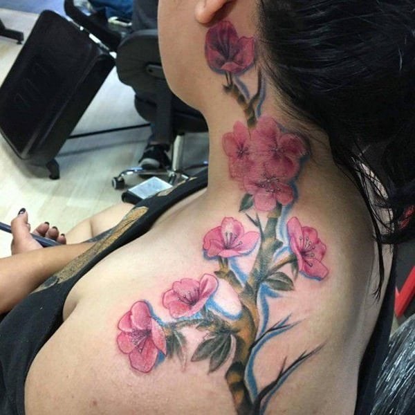 tatuaggio fiori di ciliegio 121