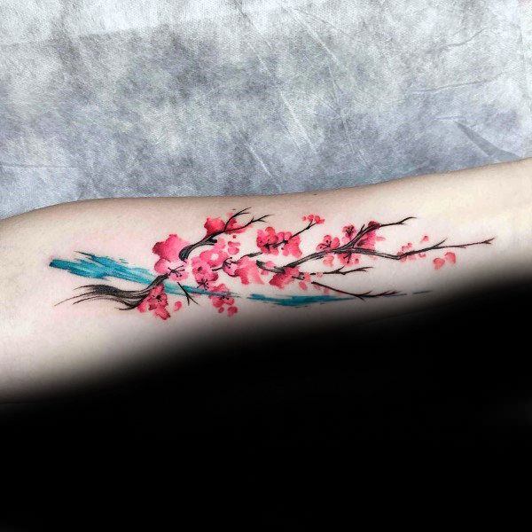 tatuaggio fiori di ciliegio 129