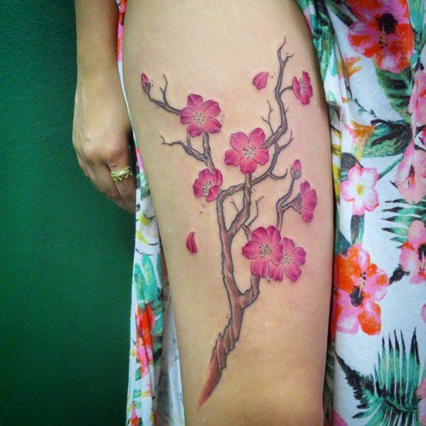 tatuaggio fiori di ciliegio 154