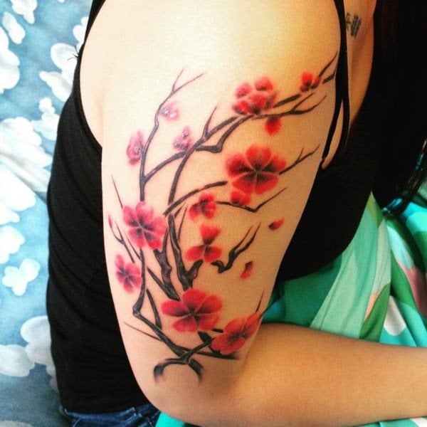 tatuaggio fiori di ciliegio 156