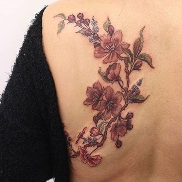 tatuaggio fiori di ciliegio 159
