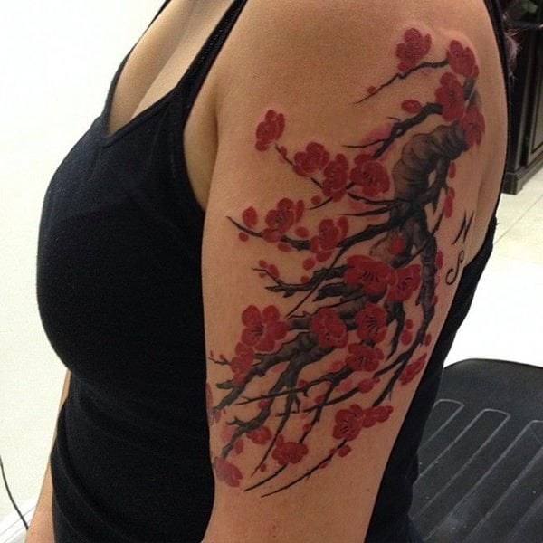 tatuaggio fiori di ciliegio 165
