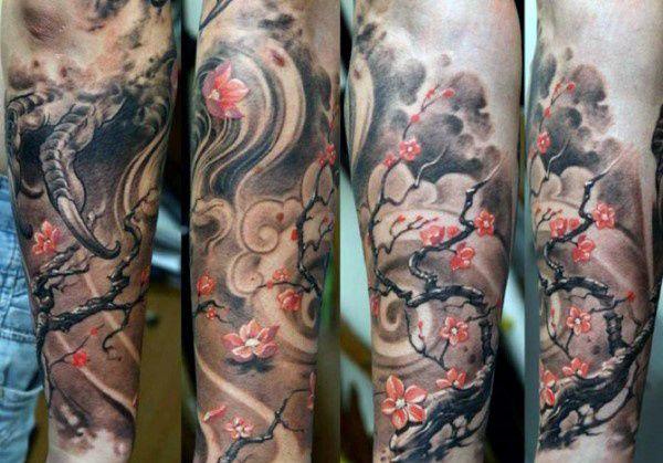 tatuaggio fiori di ciliegio 194