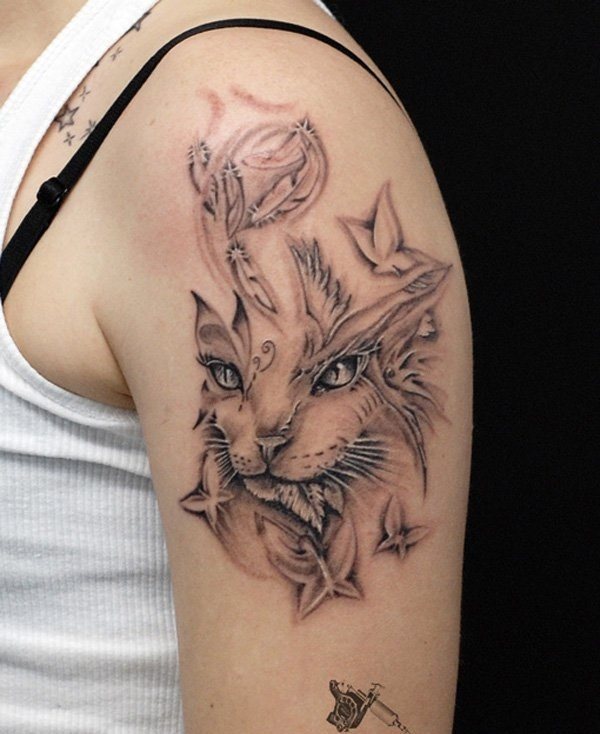 diseno tatuaggio gatto 14