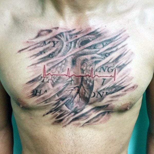 tatuaggio elettrocardiogramma frequenza cardiaca 153