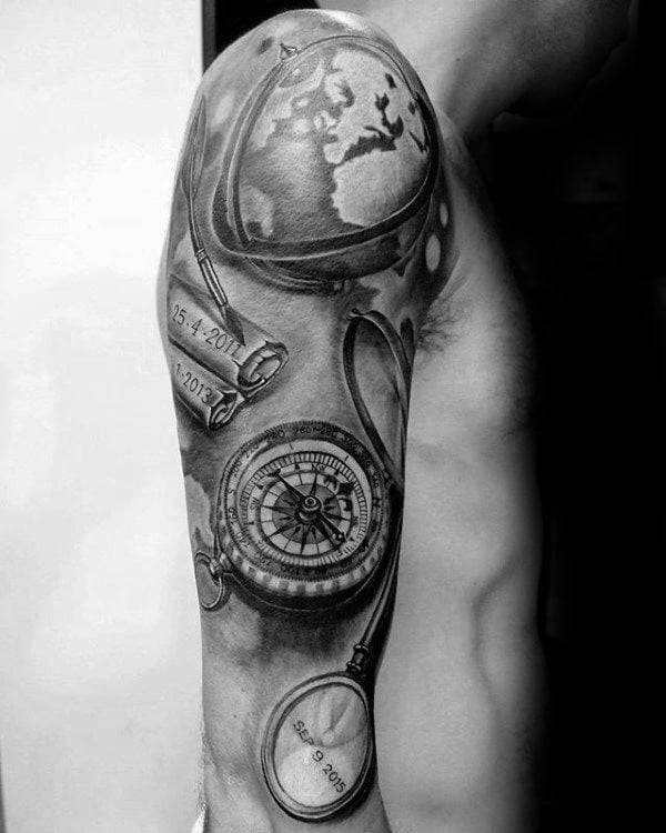tatuaggio globo terrestre mondo 25
