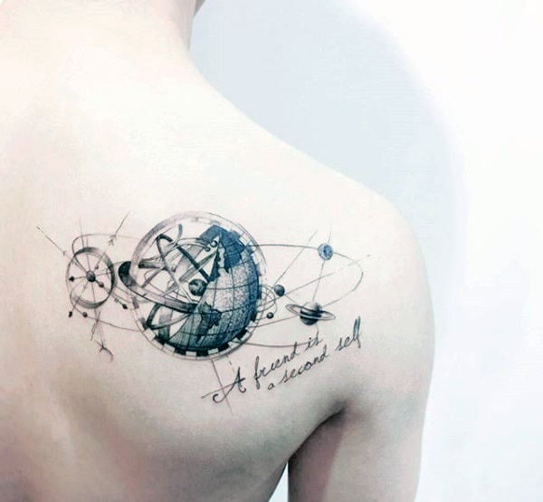 tatuaggio globo terrestre mondo 43