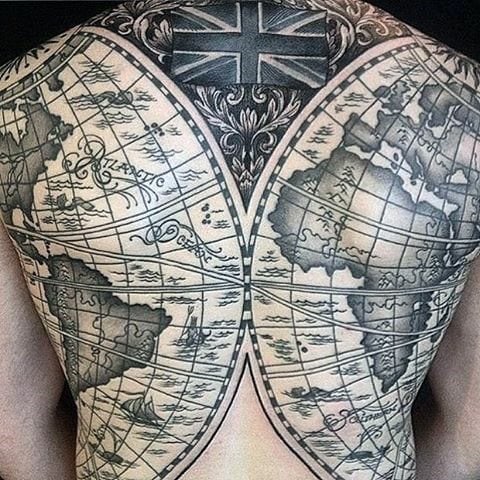 tatuaggio globo terrestre mondo 71