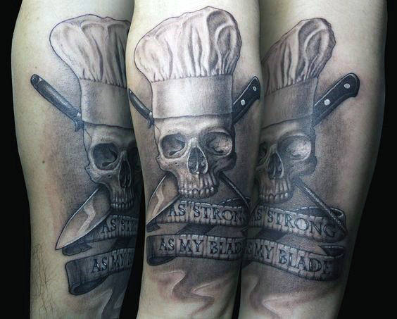 tatuaggio coltello da cucina chef 19