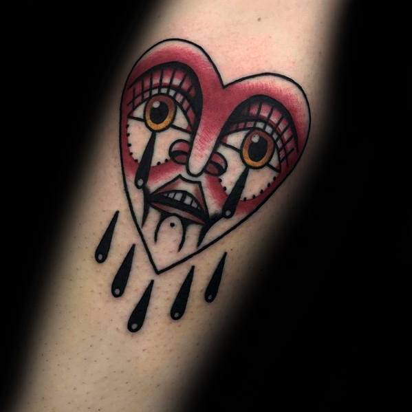 tatuaggio cuore che piange 13