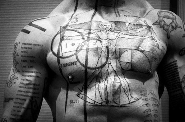 50 Tatuaggi con l'uomo vitruviano di Leonardo da Vinci