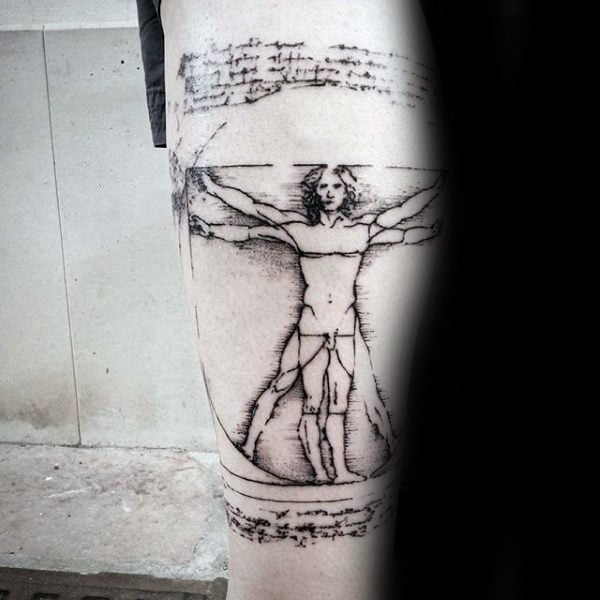 50 Tatuaggi con l'uomo vitruviano di Leonardo da Vinci