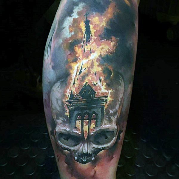 tatuaggio fiamma di fuoco 37