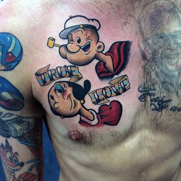 60 Tatuaggi di Popeye (Braccio di Ferro) (e il loro significato)