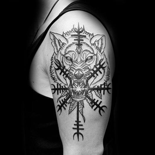 tatuaggio simbolo vichingo aegishjalm 59
