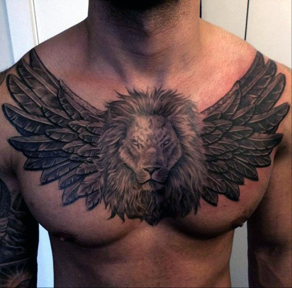 tatuaz lew klatce piersiowej 80