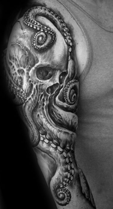 tatuaz czaszki osmiornica 22