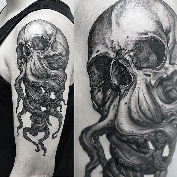 tatuaz czaszki osmiornica 54