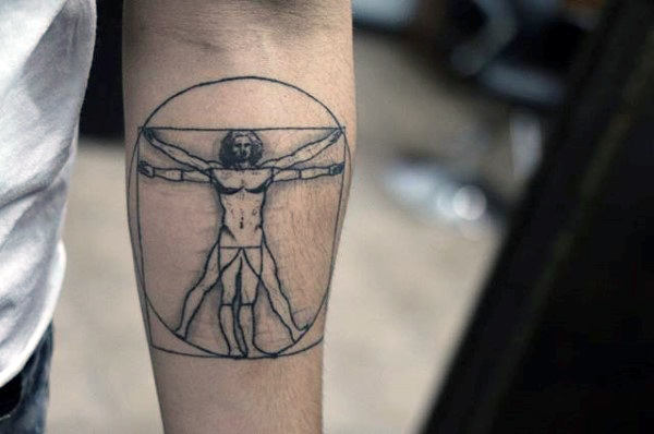 50 tatuaży z człowiekiem witruwiańskim stworzonym przez Leonarda Da Vinci (ze znaczeniem)