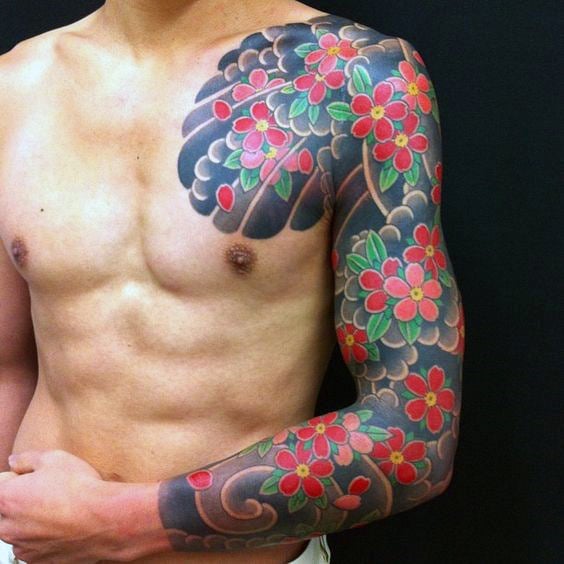 tatuaz japonskie kwiaty 72