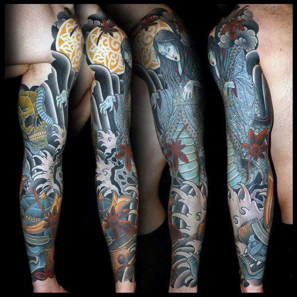tatuaz japonskimi falami morskimi 16