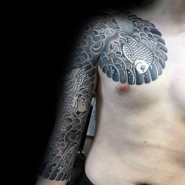 tatuaz japonskimi falami morskimi 40