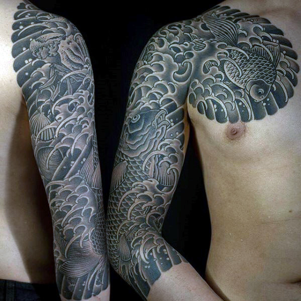 tatuaz japonskimi falami morskimi 50