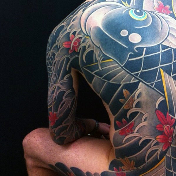 tatuaz japonskimi falami morskimi 54