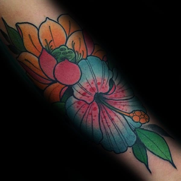 tatuaz kwiat hibiskusa 48