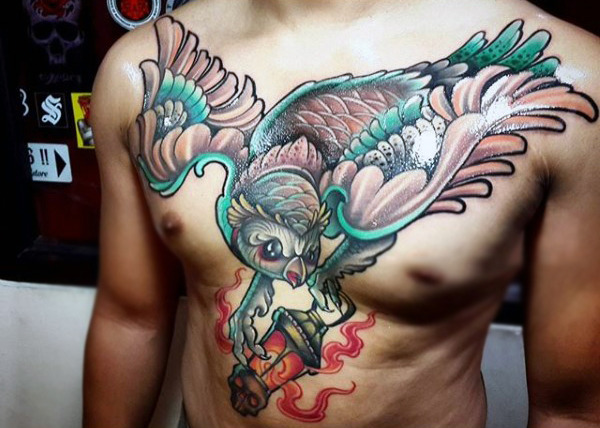 tatuaz plomykowka sowa klatki piersiowej 06
