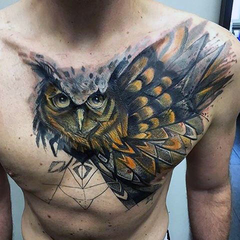 tatuaz plomykowka sowa klatki piersiowej 100
