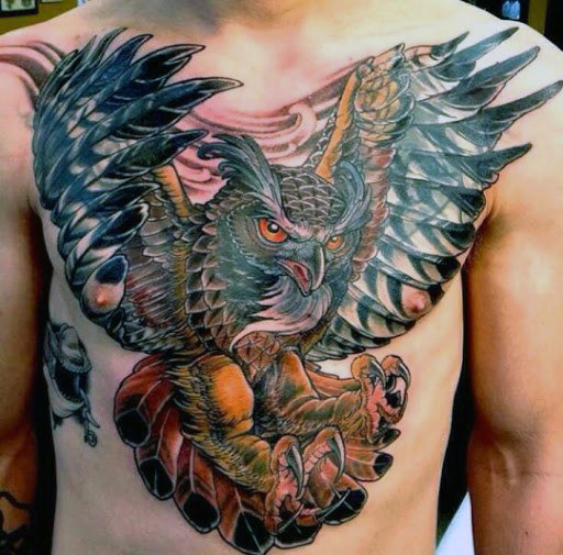 tatuaz plomykowka sowa klatki piersiowej 108