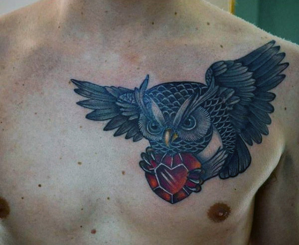tatuaz plomykowka sowa klatki piersiowej 126