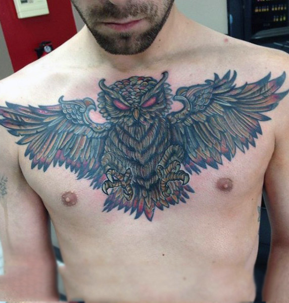 tatuaz plomykowka sowa klatki piersiowej 136