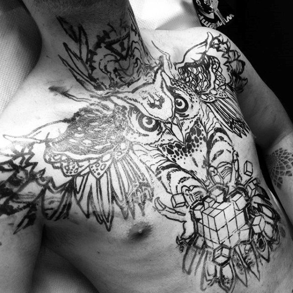 tatuaz plomykowka sowa klatki piersiowej 14