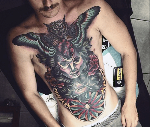 tatuaz plomykowka sowa klatki piersiowej 18