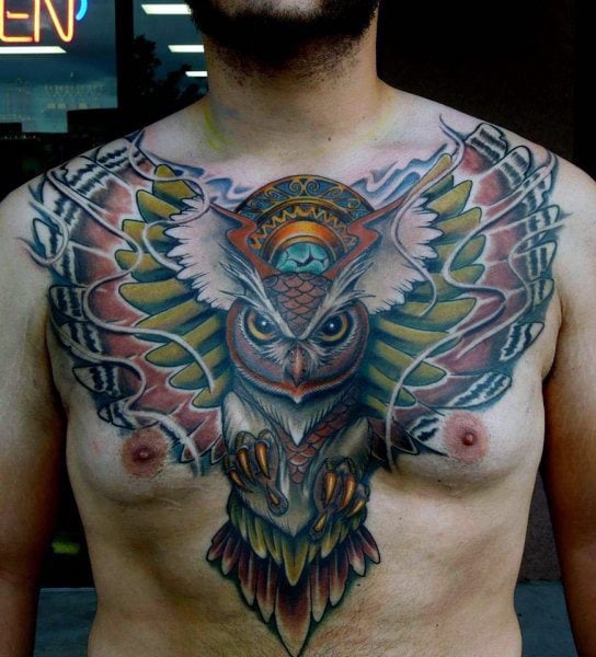 tatuaz plomykowka sowa klatki piersiowej 32