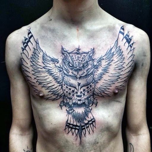 tatuaz plomykowka sowa klatki piersiowej 34