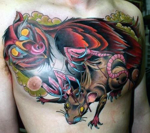 tatuaz plomykowka sowa klatki piersiowej 86