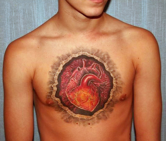 tatuaz realistyczne serce 124