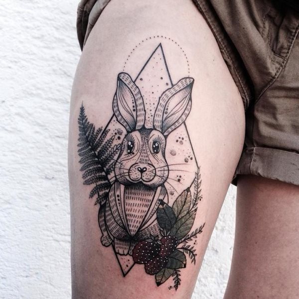90 Tatuagens de coelhos (com o seu significado)