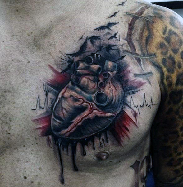 tatuagem coracao anatomico realista 13