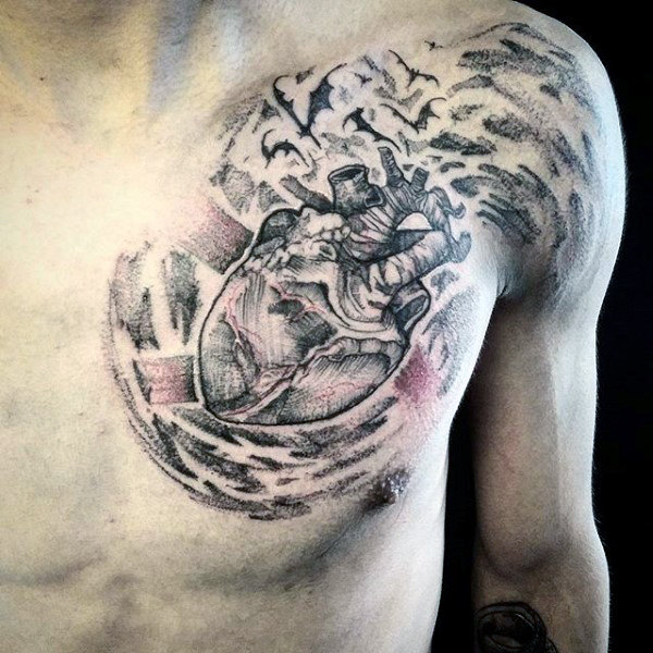 tatuagem coracao anatomico realista 75