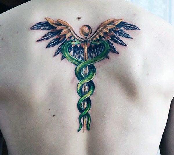 49 Tatuagens do caduceu, símbolo da medicina